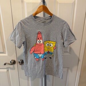 SpongeBob Squarepants Gray Tee with SpongeBob & Patrick Graphic